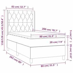 Box spring postelja z vzmetnico svetlo siva 80x200 cm žamet - slika 7