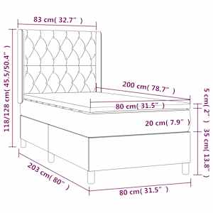 Box spring postel s matrací tmavě modrá 80 x 200 cm samet - obrázek 8
