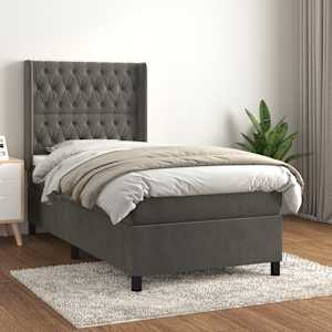 Box spring postel s matrací tmavě šedá 90x190 cm samet - obrázek 1