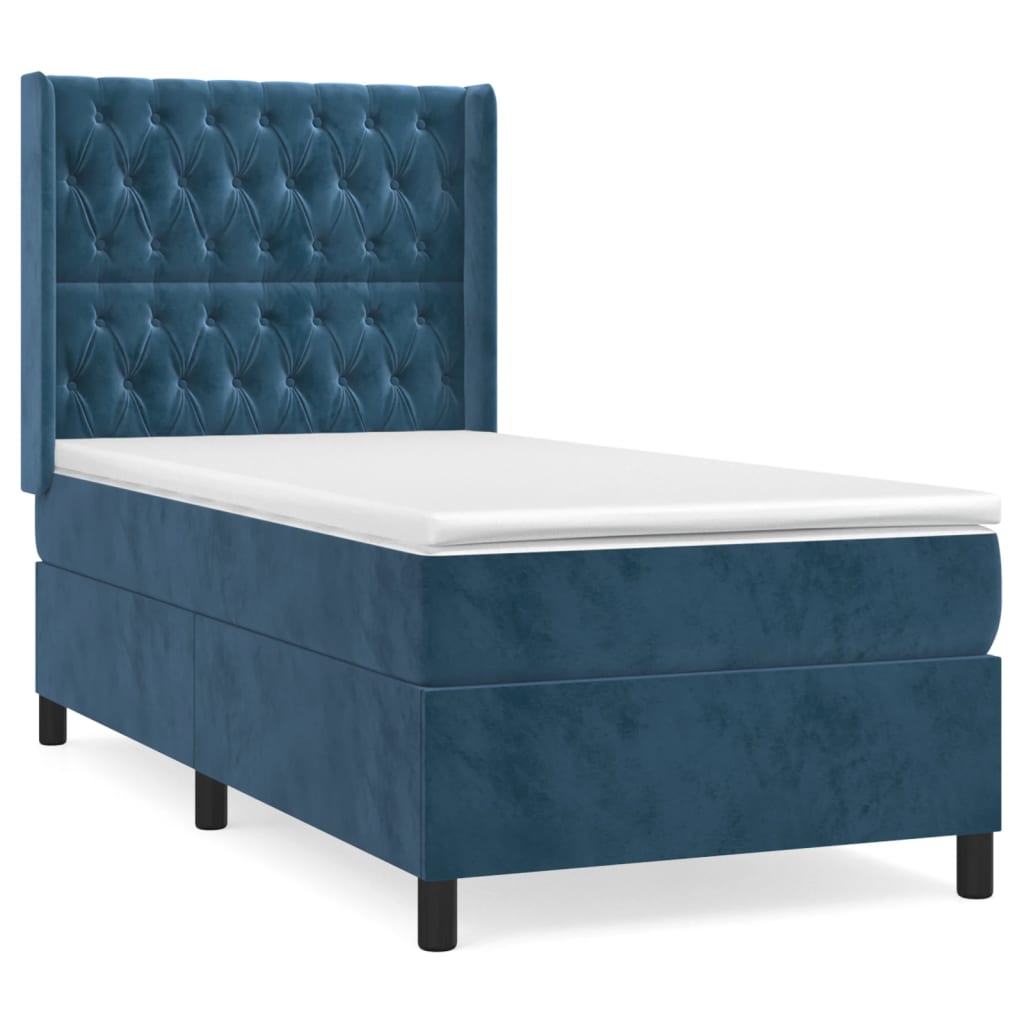 Thumbnail - vidaXL Boxspringbett mit Matratze Dunkelblau 90x190 cm Samt