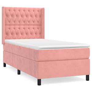 Box spring postel s matrací růžová 90x190 cm samet - obrázek 2