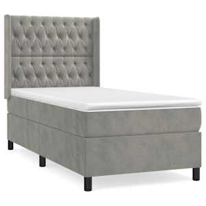 Box spring postel s matrací světle šedá 100x200 cm samet - obrázek 2