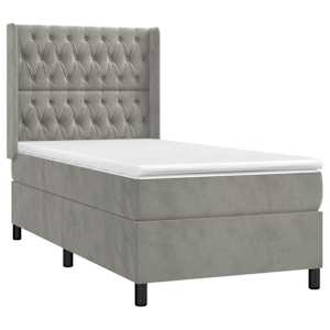 Box spring postel s matrací světle šedá 100x200 cm samet - obrázek 3