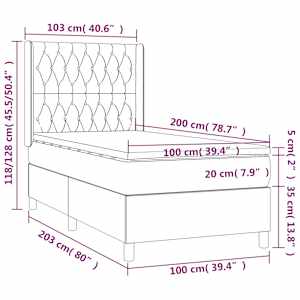 Box spring postelja z vzmetnico svetlo siva 100x200 cm žamet - slika 7