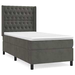 Box spring postel s matrací tmavě šedá 100x200 cm samet - obrázek 2