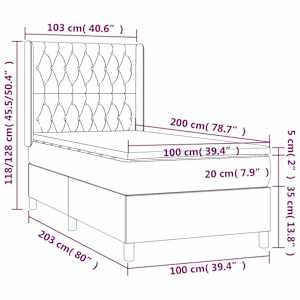 Box spring postelja z vzmetnico temno siva 100x200 cm žamet - slika 7