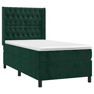 Box spring postel s matrací tmavě zelená 100x200 cm samet - obrázek 3