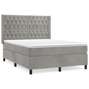 Box spring postel s matrací světle šedá 140x190 cm samet - obrázek 2