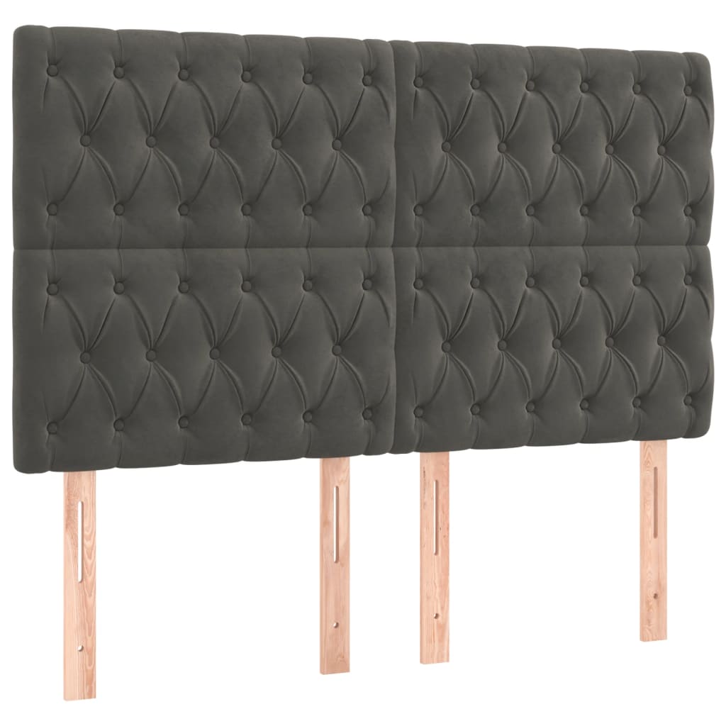 Pat box spring cu saltea, gri închis, 140x190 cm, catifea