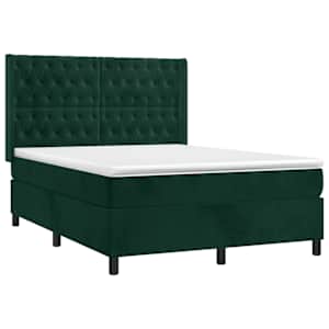 Box spring postel s matrací tmavě zelená 140x190 cm samet - obrázek 3