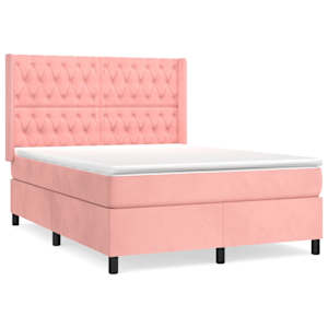 Box spring postel s matrací růžová 140x190 cm samet - obrázek 2