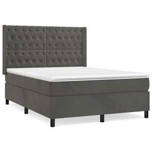 Box spring postel s matrací tmavě šedá 140x200 cm samet - obrázek 2