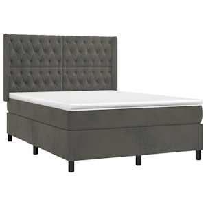 Box spring postel s matrací tmavě šedá 140x200 cm samet - obrázek 3
