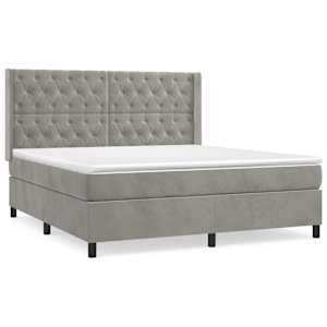 Box spring postel s matrací světle šedá 160x200 cm samet - obrázek 2