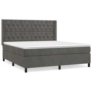 Box spring postel s matrací tmavě šedá 160x200 cm samet - obrázek 2