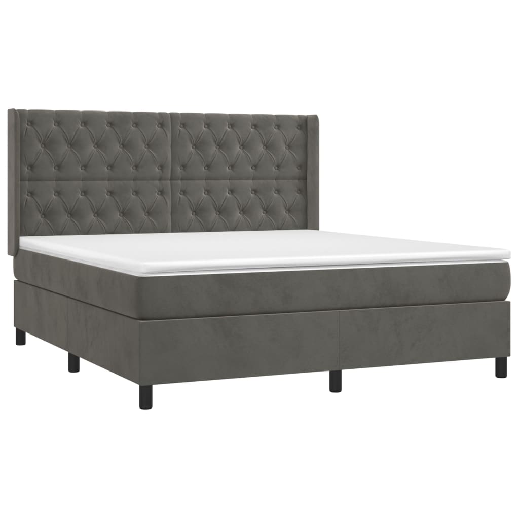 Thumbnail - vidaXL Boxspringbett mit Matratze Dunkelgrau 160x200 cm Samt