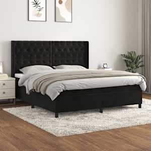 Box spring postel s matrací černá 160x200 cm samet - obrázek 1