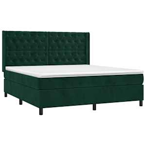 Box spring postel s matrací tmavě zelená 160x200 cm samet - obrázek 3