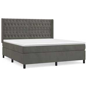 Box spring postel s matrací tmavě šedá 180x200 cm samet - obrázek 2
