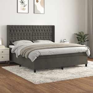 Box spring postel s matrací tmavě šedá 180x200 cm samet - obrázek 1