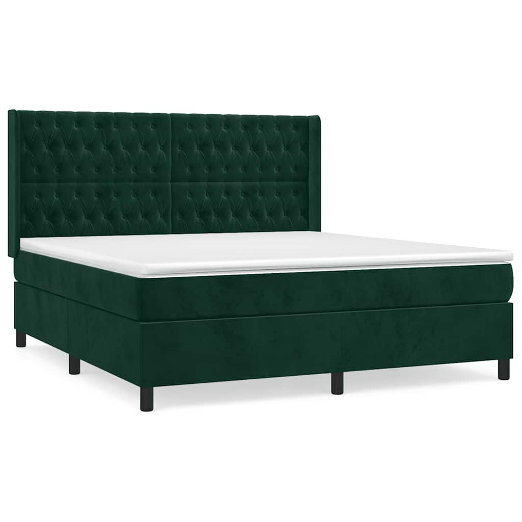vidaXL Box spring postel s matrací tmavě zelená 180x200 cm samet