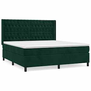 Box spring postel s matrací tmavě zelená 180x200 cm samet - obrázek 2