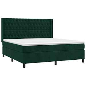Box spring postel s matrací tmavě zelená 180x200 cm samet - obrázek 3