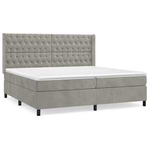 Box spring postel s matrací světle šedá 200x200 cm samet - obrázek 2