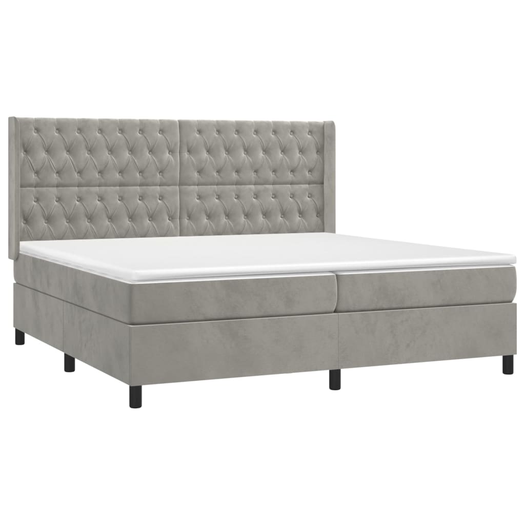 Thumbnail - vidaXL Boxspringbett mit Matratze Hellgrau 200x200 cm Samt