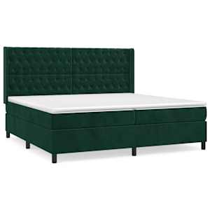 Box spring postel s matrací tmavě zelená 200x200 cm samet - obrázek 2