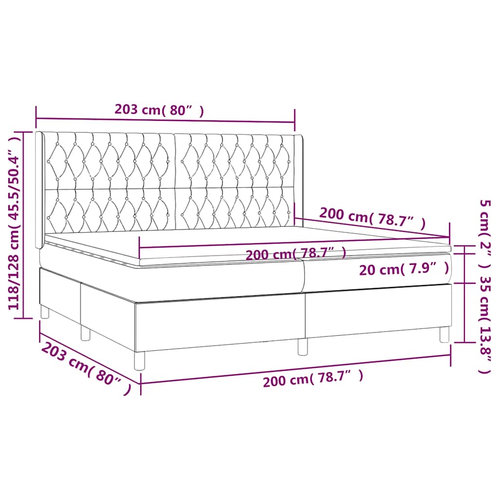 Box spring postel s matrací tmavě modrá 200x200 cm samet - obrázek 8