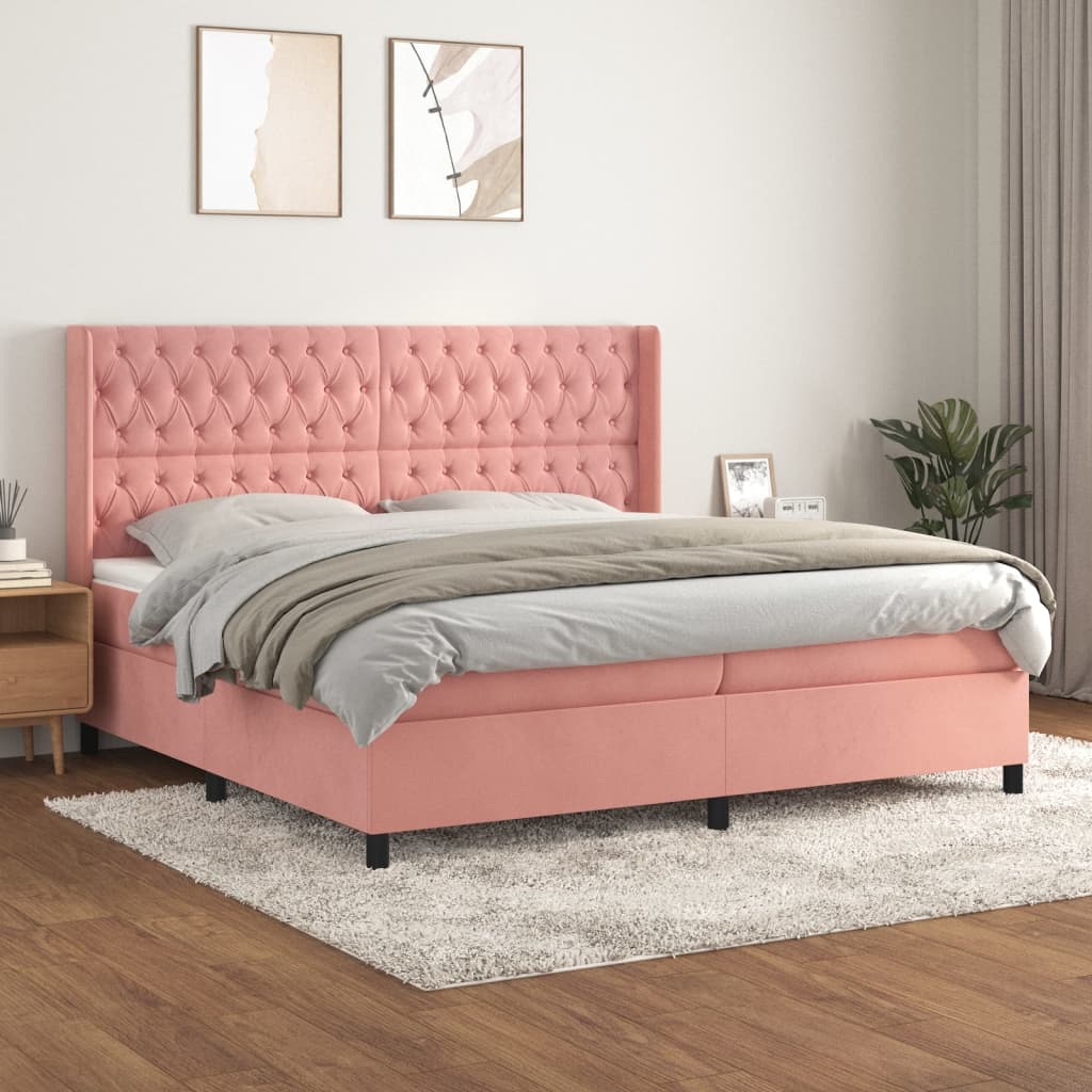 Lit à sommier tapissier avec matelas Rose 200x200 cm Velours