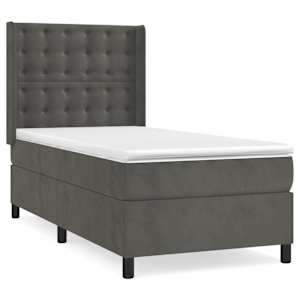 Box spring postel s matrací tmavě šedá 80 x 200 cm samet - obrázek 2