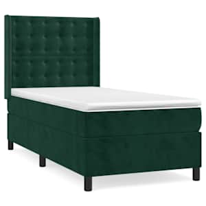 Box spring postel s matrací tmavě zelená 80 x 200 cm samet - obrázek 2