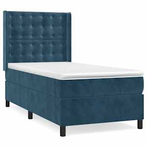 Box spring postel s matrací tmavě modrá 80 x 200 cm samet - obrázek 2