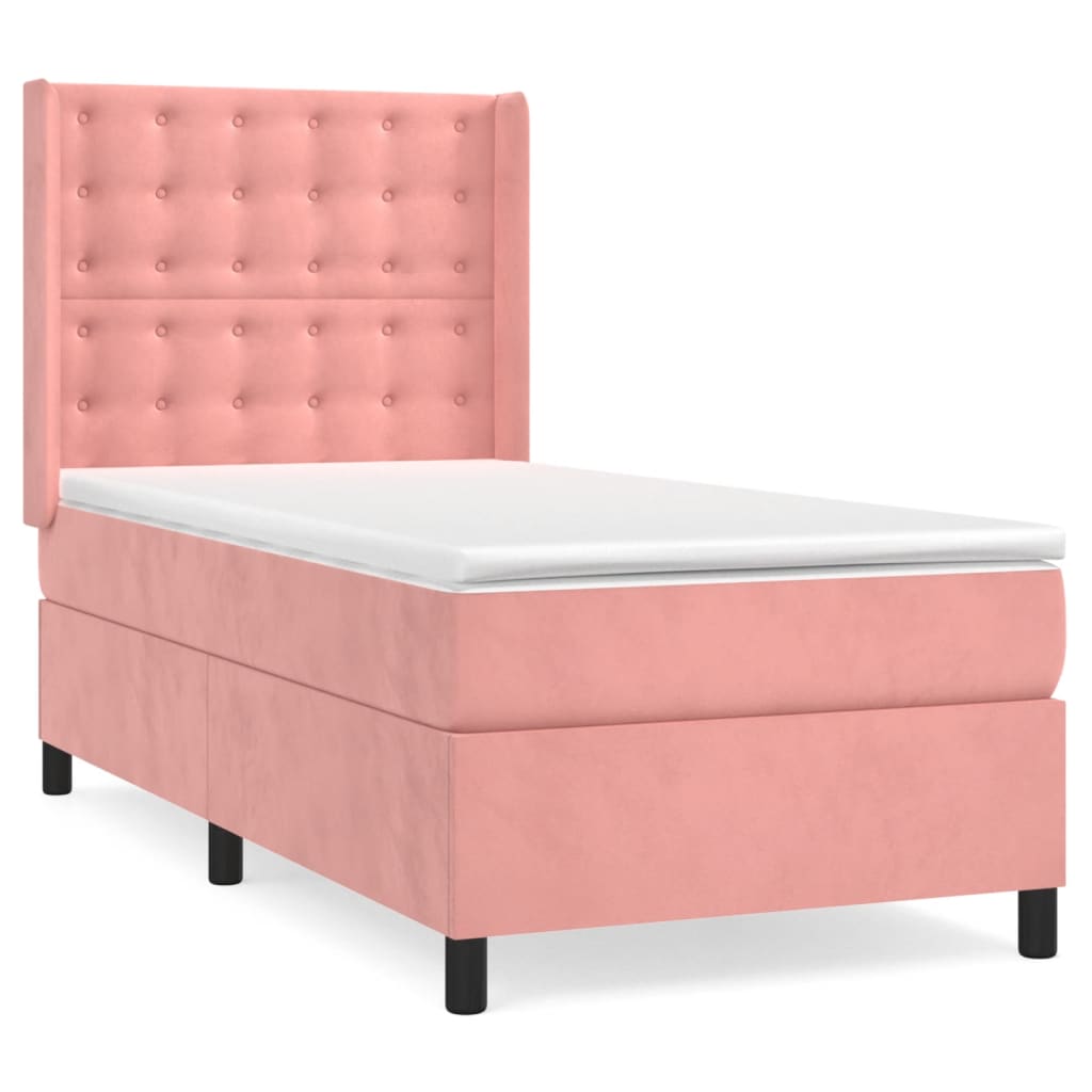 vidaXL Box spring postel s matrací růžová 80 x 200 cm samet