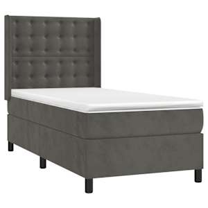 Box spring postel s matrací tmavě šedá 90x190 cm samet - obrázek 3