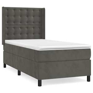 Box spring postel s matrací tmavě šedá 100x200 cm samet - obrázek 2