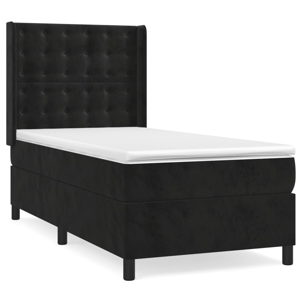 Thumbnail - vidaXL Boxspringbett mit Matratze Schwarz 100x200 cm Samt