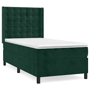 Box spring postel s matrací tmavě zelená 100x200 cm samet - obrázek 2