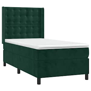 Box spring postel s matrací tmavě zelená 100x200 cm samet - obrázek 3