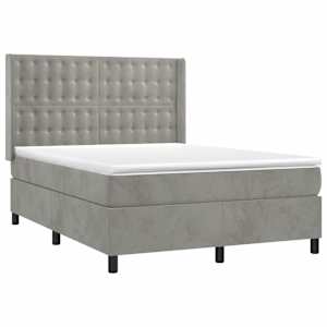 Box spring postel s matrací světle šedá 140x190 cm samet - obrázek 3