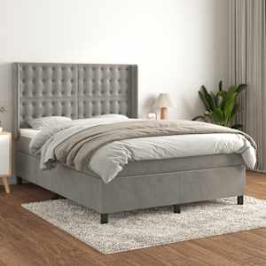 Box spring postel s matrací světle šedá 140x190 cm samet - obrázek 1