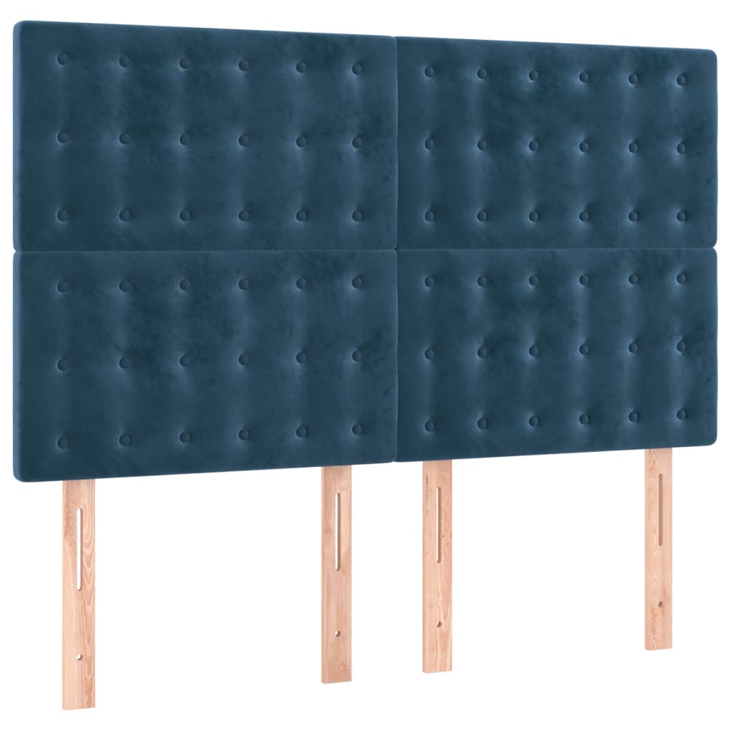 atsperu gulta ar matraci, tumši zils samts, 140x190 cm | Stepinfit.lv