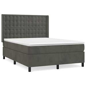 Box spring postel s matrací tmavě šedá 140x200 cm samet - obrázek 2