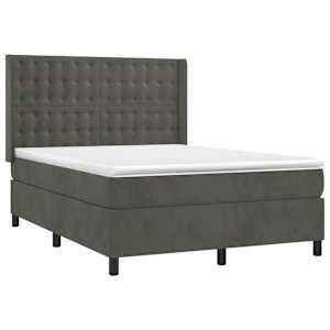 Box spring postel s matrací tmavě šedá 140x200 cm samet - obrázek 3