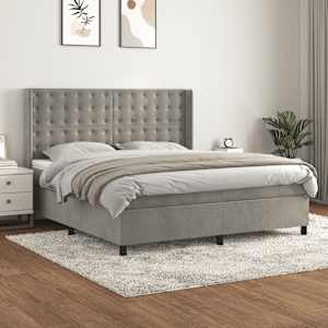 Box spring postel s matrací světle šedá 160x200 cm samet - obrázek 1