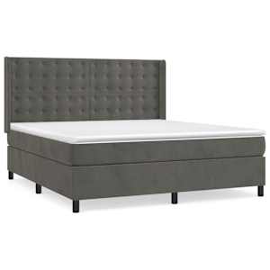 Box spring postel s matrací tmavě šedá 160x200 cm samet - obrázek 2