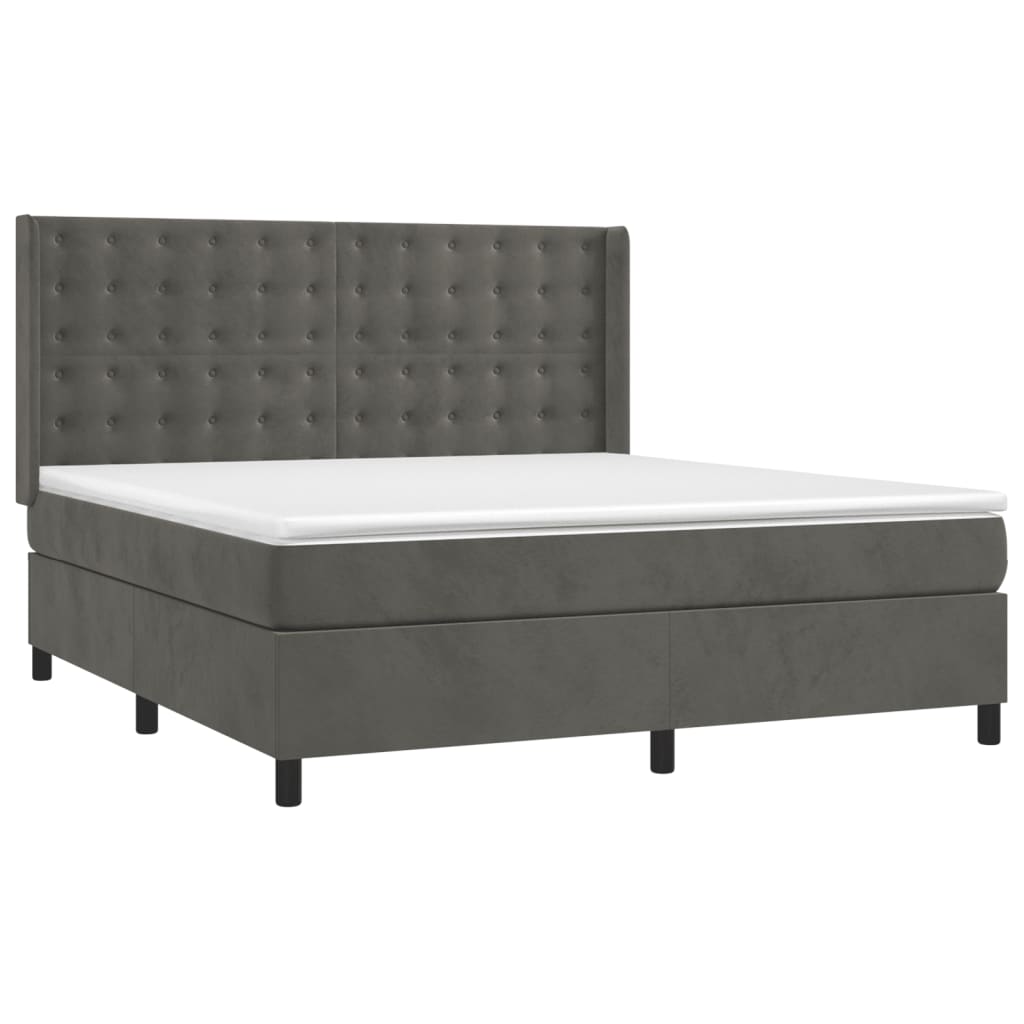 Thumbnail - vidaXL Boxspringbett mit Matratze Dunkelgrau 160x200 cm Samt