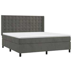 Box spring postel s matrací tmavě šedá 160x200 cm samet - obrázek 3